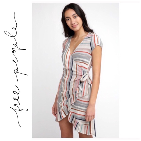 FREE PEOPLE | ‘Wrap It Up’ striped mini dress - Picture 1 of 12